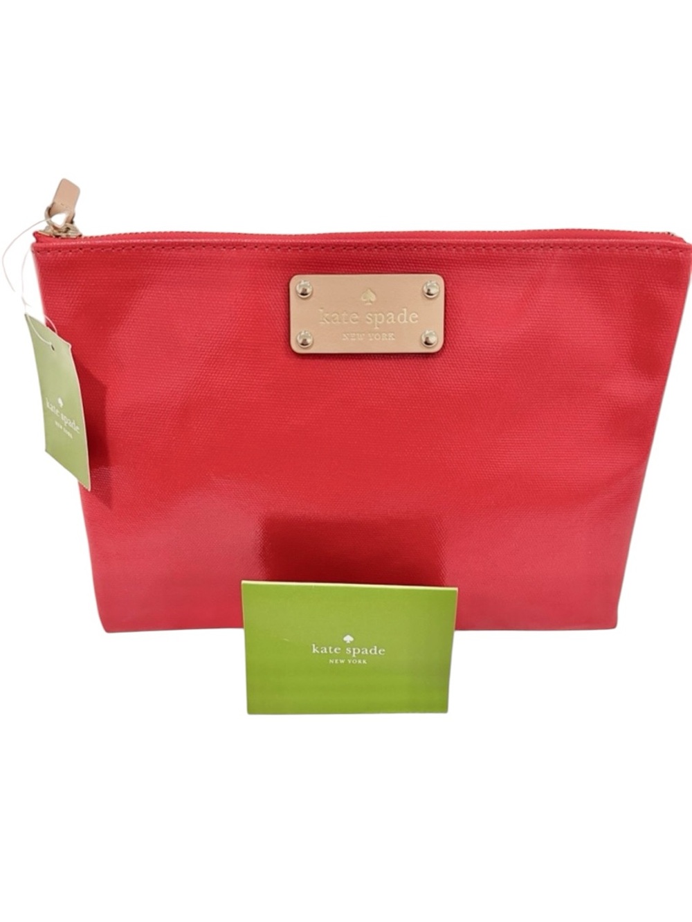 kate spade Fulton Street Lacquerred Large Pouch (Cherry Red/Polka Dot) NWT